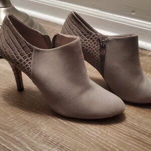 Suede snakeskin boots